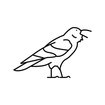 Raven bird line icon vector illustration Illustrazione stock