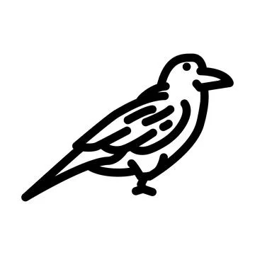 Raven bird line icon vector illustration Stock Illustration