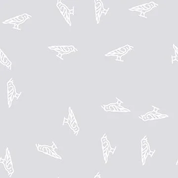 Raven bird line seamless pattern Stock Illustration