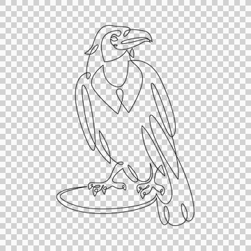 Raven bird logo. One continuous line. Stock Illustration