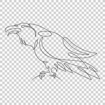 Raven bird logo. One continuous line. Stock Illustration
