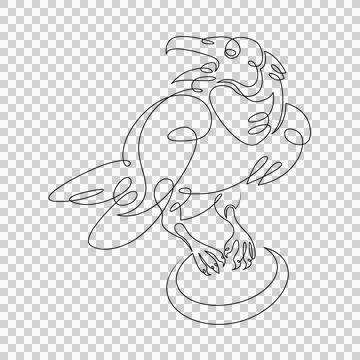 Raven bird logo. One continuous line. Stock Illustration