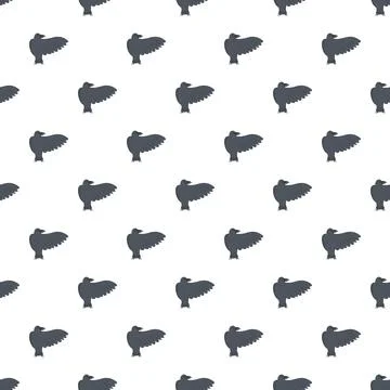 Raven bird seamless pattern over white background Illustrazione stock