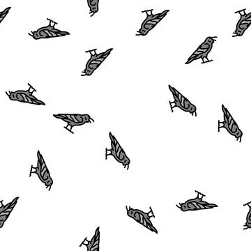 Raven bird vector seamless pattern イラスト素材