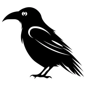 Raven black vector icon on white background Stock Illustration