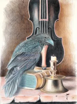 Raven on the book Stock Illustration