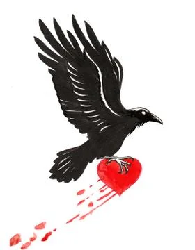 Raven with a heart Illustrazione stock