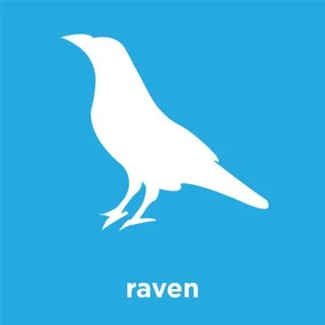 Raven icon isolated on blue background Stock Illustration