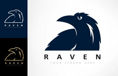 Raven logo vector. Crow bird. Animal design. Stock Illustration