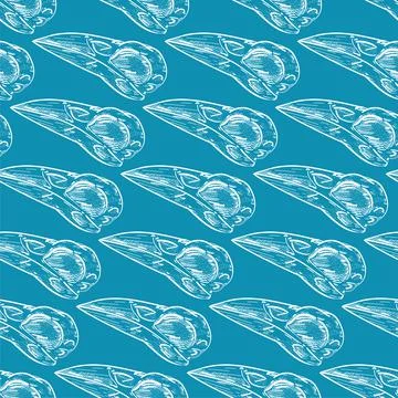 Raven Skull pattern seamless. Raven head skeleton background. Vector texture Stock Illustration