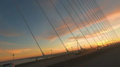 Ravenel Bridge Sunset Stock-Footage 163929772