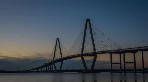 Ravenel Bridge Time Lapse at sunset Video stock 59613876