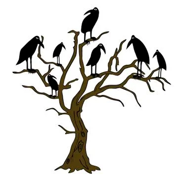 Ravens on the rampike - vector 스톡 일러스트