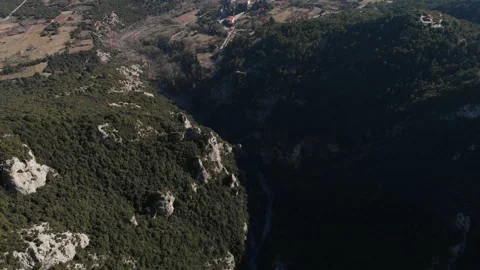 Ravin end at mt. Olympus with view on whole village / city Stock Footage 137887744