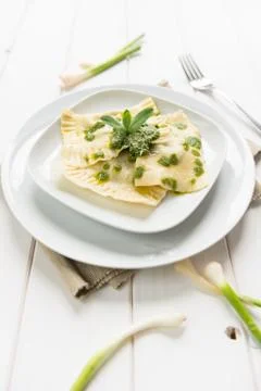Ravioli with herbs Stock Photos