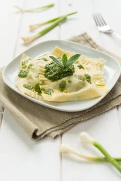 Ravioli with herbs Stock Photos