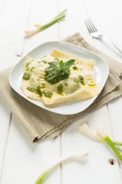 Ravioli with herbs Stock Photos