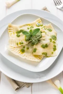 Ravioli with herbs Stock Photos