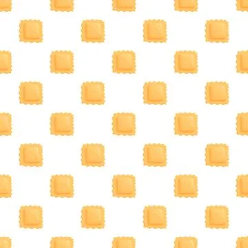 Ravioli pasta cartoon pattern seamless food background Stock Illustration