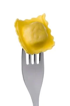 Ravioli pasta on a fork Stock Photos