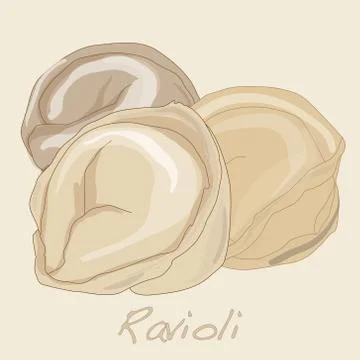 Ravioli pasta isolated Stock Illustration