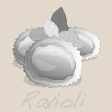 Ravioli pasta isolated Stock Illustration