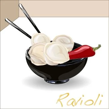 Ravioli pasta set vector Stock Illustration