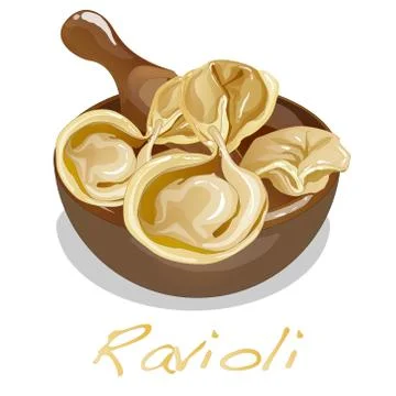 Ravioli pasta set vector Stock Illustration