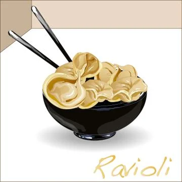Ravioli pasta set vector Stock Illustration