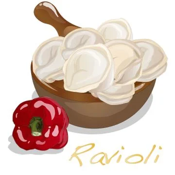 Ravioli pasta set vector Stock Illustration