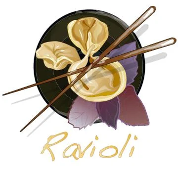 Ravioli pasta set vector Stock Illustration