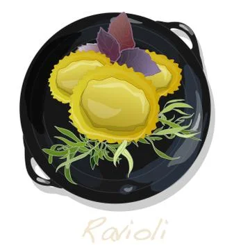 Ravioli pasta set vector Stock Illustration
