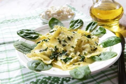 Ravioli with spinach Stock Photos