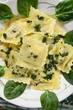 Ravioli with spinach Stock Photos