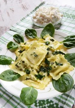 Ravioli with spinach Stock Photos