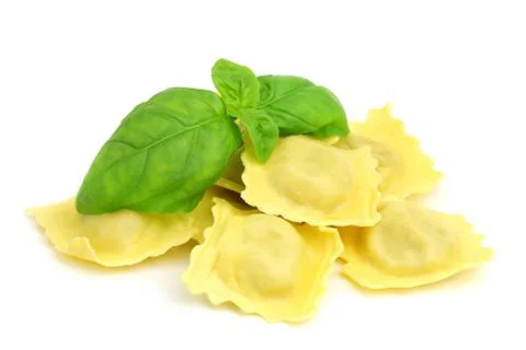 Ravioli on white Stock Photos