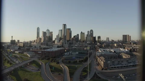 RAW 4K Anamorphic Dallas Drone Sunset Stock Footage 122609648
