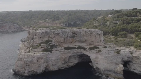 Raw 4k, drone footage of a Majorca island beach in spring Stock Footage 89864685