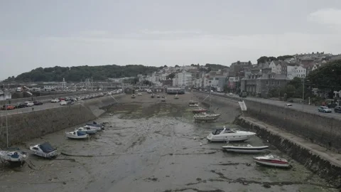 RAW 4K Drone Footage St.Peter Port Guernsey Vídeo Stock 259701547