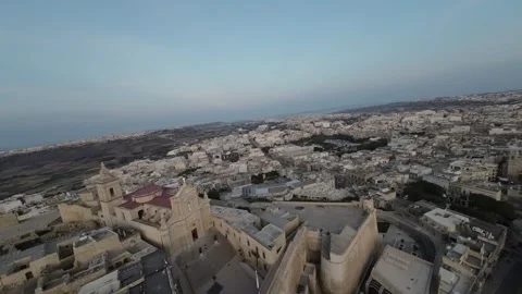RAW 4K FPV Drone Arial of Medieval Fortress, Gozo Citadel Located in Malta Stock Footage 248729481