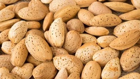 Raw almond background Stock Photos