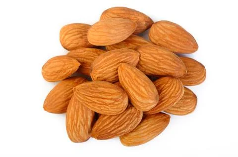 Raw almond nuts Stock Photos