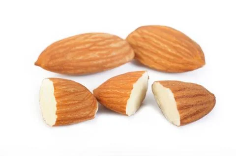 Raw almond nuts Stock Photos