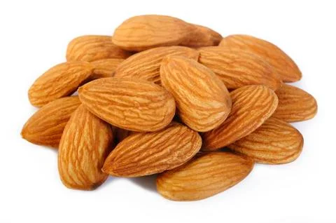 Raw almond nuts Stock Photos