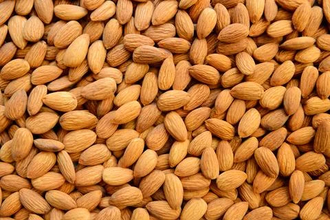 Raw Almonds Background Top View Natural Food Texture Fotos de archivo