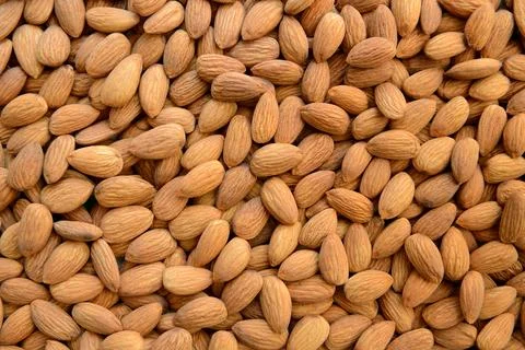 Raw Almonds Background Top View Natural Food Texture Stock Photos