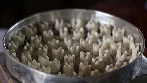 Raw "Amor Perfeito" sweets on a baking tray, Natividade, Tocantins Stock Footage 317789504