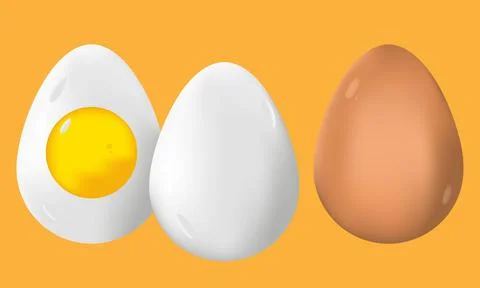 Raw and boiled eggs vector isolated on orange background, Vector illustration. Stock Illustration