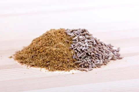Raw and crushed cumin Stock Photos