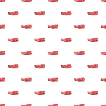 Raw bacon meat strips seamless pattern background Stock Illustration